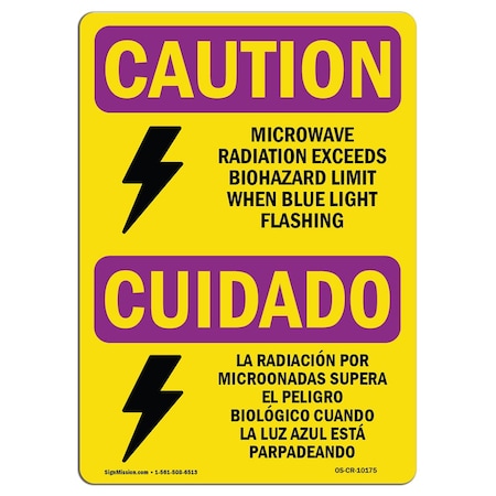 OSHA CAUTION RADIATION Sign, Microwave Radiation Bilingual, 10in X 7in Decal